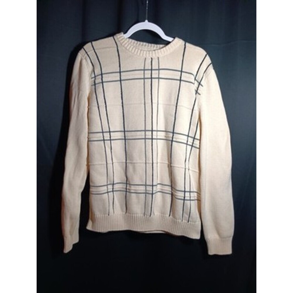 Croft & Barrow Men’s XL Ivory Grandpa Sweater White Crewneck Knit Pullover